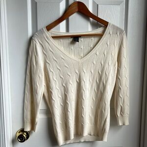 Elegant Cream V-Neck Sweater size small